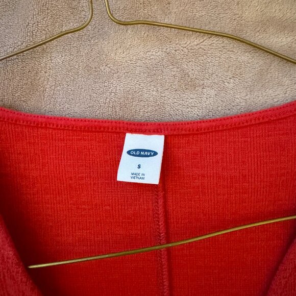 Old Navy Tie Front Red Button Down Blouse - Picture 2 of 3